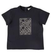 Emporio Armani T-shirt - MarinblÃ¥ m. Broderi