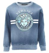 Versace Sweatshirt - Logo/Medusa - Medium Blue/Vit