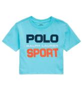 Polo Ralph Lauren T-shirt - Cropped - Polo Sport - LjusblÃ¥ m. Pr