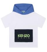 Kenzo T-shirt m. Huva - Vit m. BlÃ¥/MarinblÃ¥