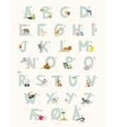 Vissevasse Affisch - 30x40 - Alphabet Blue Danish