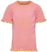 Kids Only T-shirt - Stickad - KogSally - Orange Chiffon/Fuchsia