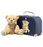 Steiff Gosedjur - 21 cm. - Ben Teddy Bear - I resvÃ¤ska - Beige