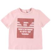 Emporio Armani T-shirt - Rosa/RÃ¶d m. Paljetter
