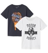 Name It T-shirt - NkmVictor - 2-pack - India Ink/Bright White