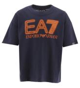 EA7 T-shirt - MarinblÃ¥ m. Orange