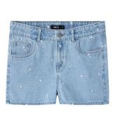 LMTD Shorts - NlfEmbizza - Light Blue Denim m. Blommor