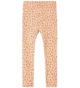 Name It Leggings - Rib - NmfJaida - Peach Parfait m. Blommor