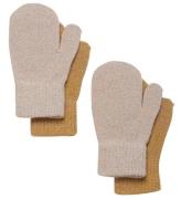 CeLaVi Vantar - Ull/Nylon - 2-pack - Beige Guld m. Glitter