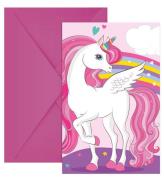 Decorata Party Inbjudningar - 6-pack - Unicorn Rainbow Färger
