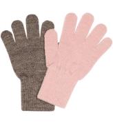 Melton Handskar - 2-pack - Denver Melange/Rosa