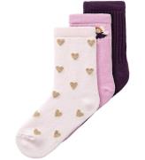 Name It Strumpor - 3-pack - NmfLumy - Pastel Lavender/Plum Purpl