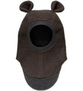 Huttelihut Balaclava - Ull - Dubbel - Dark Brown Melange m. Ã?ra