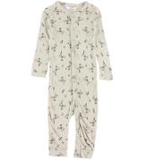 Joha Onesie - Bambu - Beige m. FÃ¥glar