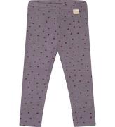 Petit Piao Leggings - Rib - Modal - Dusty Violet Dot