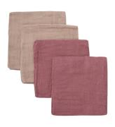 Pippi Muslinfiltar - 4-pack - 65x65 cm - Vissnat Rose/Beige