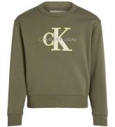 Calvin Klein Sweatshirt - Konturerad Mono Avslappnad - Dusty Oli