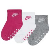 Nike Strumpor - 3-pack - Halkfri - Rosa/Vit/GrÃ¥