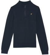 Lyle & Scott Sweatshirt - Stickad - Quater Zip - Dark MarinblÃ¥