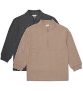 Minymo Sweatshirts - 2-pack - Halv Zip - Fossil