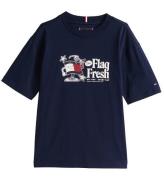 Tommy Hilfiger T-shirt - Flagga Fun - Dark Natt Marinblå m. Tryc