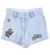 Stella McCartney Kids Jeansshorts - Ljusblå m. Broderier