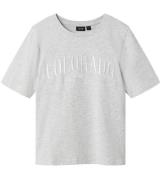 LMTD T-shirt - NlfByasi - Light Grey Melange/White Tryck