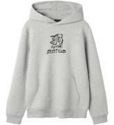 LMTD Hoodie - NlmByc - Light Grey Melange m. Tryck