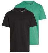 Calvin Klein T-shirt - 2-pack - Nackebroderi - Black/Bahama Gree