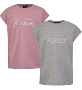 Hummel T-shirts - 2-pack - hmlBoxline - Grey Melange/Woodrose