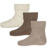 Minymo Strumpor - 2-pack - Rib - Light Taupe