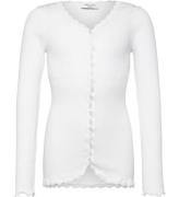 Rosemunde Cardigan - Rib - Balta - Nytt White m. Spetsar