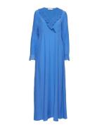 Dress In Viscose With V-Neck And Ru Blue Coster Copenhagen