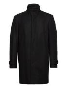 Recycled Wool Funnel Neck Coat Black Lindbergh