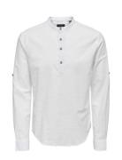 Onscaiden Ls Halfplackt Linen Shirt Noos White ONLY & SONS