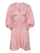 Jacquard Gathers Dress Pink By Ti Mo