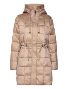 Quilted Coat With Drawstring Waist Beige Esprit Collection
