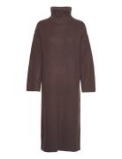 Slfelina Ls Knit Highneck Dress B Brown Selected Femme