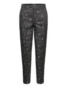 Lowry - Mid Rise Slim Trousers In Planetary Jacquard Pattern Black Sco...