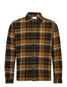 Big Checked Heavy Flannel Overshirt Patterned Knowledge Cotton Apparel