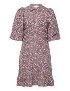 Jacquard Puffed Mini Dress Burgundy By Ti Mo