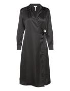 Objsateen Tania Ls Wrap Dress A Div Black Object