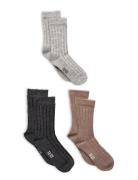 Wool Socks - Rib 3-Pack Grey Minymo