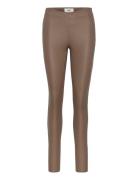 Objbelle Mw Coated Leggings Noos Brown Object