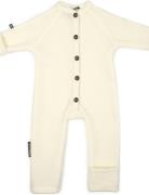 Jumpsuit, Merino Wool W. Buttons, Offwhite Beige Smallstuff