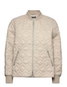 Quilted Jacket With Rib Knit Collar Beige Esprit Collection