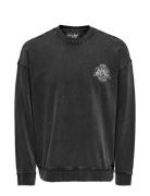 Onsacdc Rlx Crew Neck Sweat Black ONLY & SONS