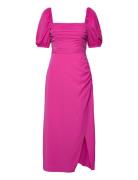 Afina Verona Ruched Midi Dress Pink French Connection