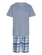 Ss Tee And Check Lounge Set Blue Lyle & Scott Junior