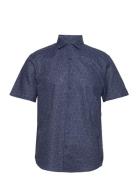 Aop Linen/Cotton Shirt S/S Navy Lindbergh